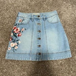 Floral jean skirt